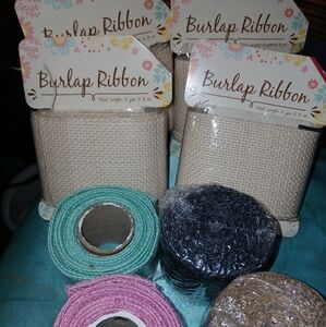 8 Packs Burlap Ribbon Set in Multiple Colors For Crafts Apparel & Gift Wrap